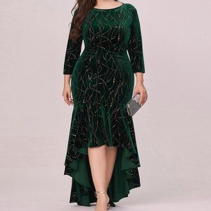 Elegant Green High Low Dress
